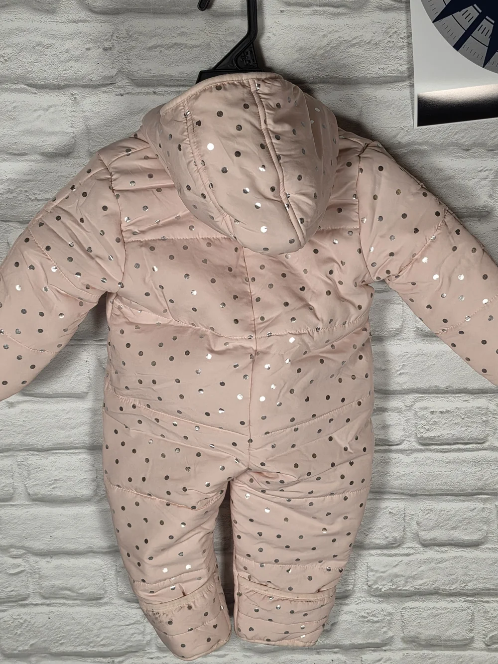 Carter's Light Pink Metallic Dot Puffer One-Piece Bunting